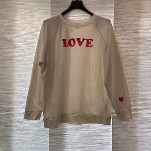 Motherhood Maternity Cream Sweater with Red Accents